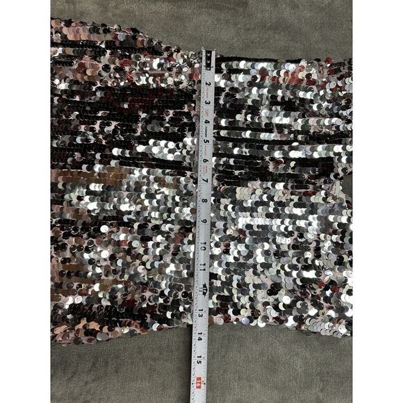 ZARA Dress XS Silver Strappy Sequin Midi Party 9373/567 Prom V-Neck Sparkle - Picture 12 of 16